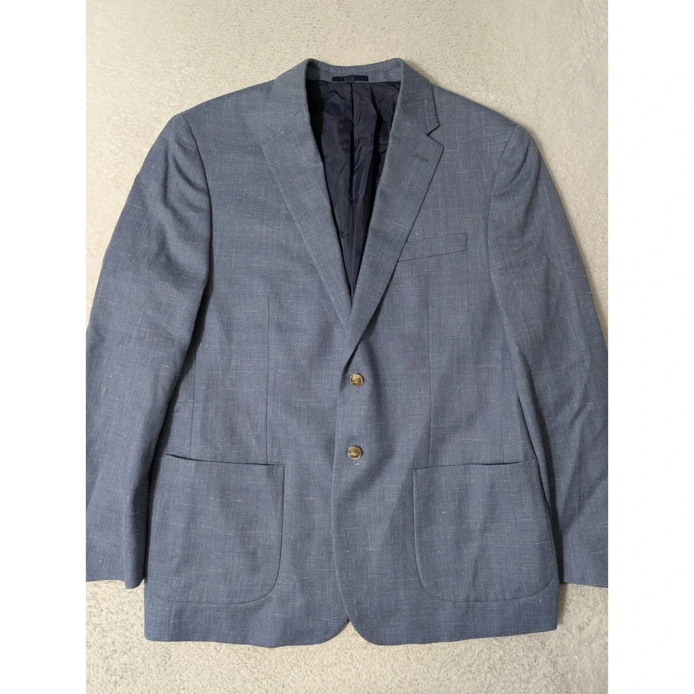 Jos. A. Bank Brrr Nylon Sport Coat Mens 44R Blue Wool Silk Linen Stretch‎ 1905
